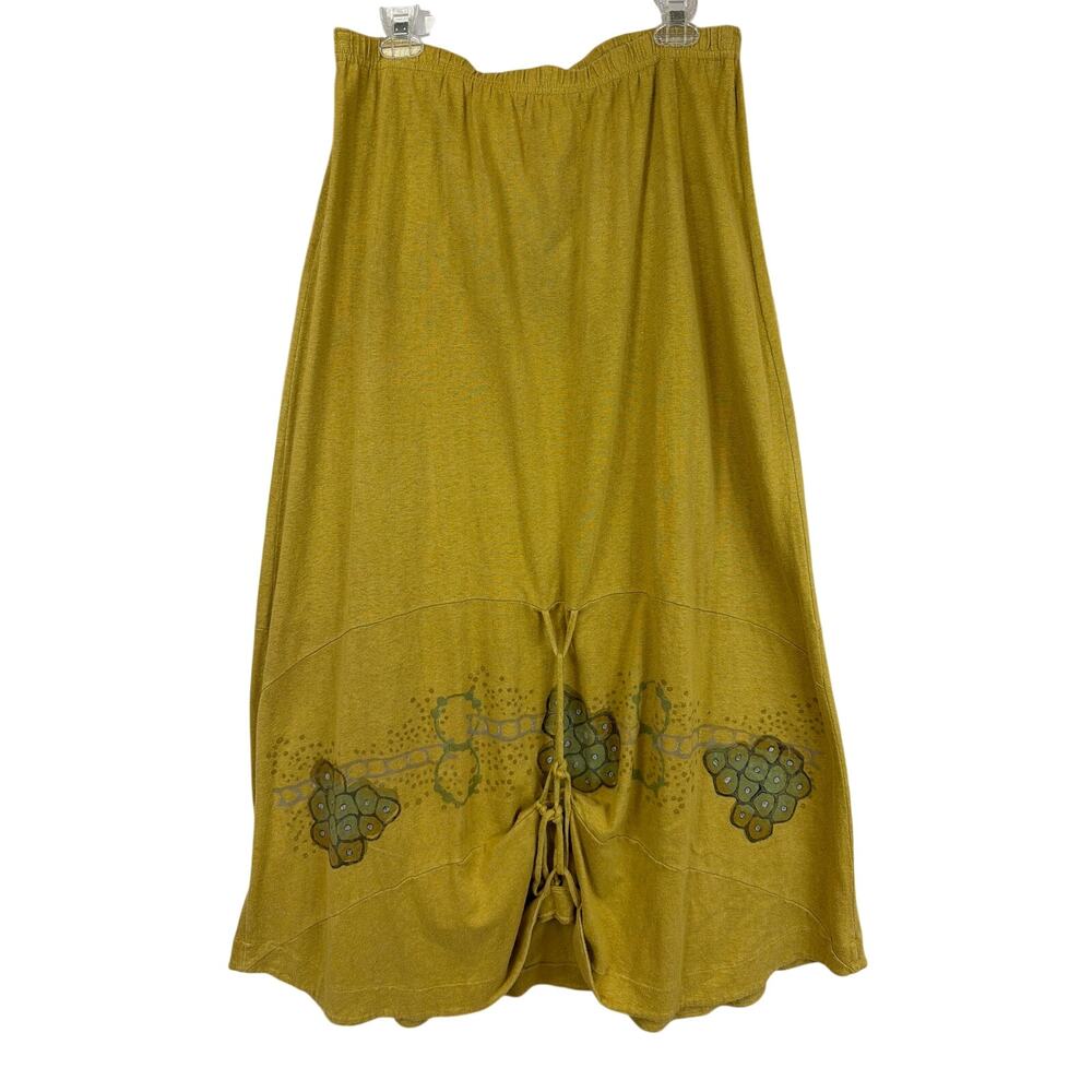 Vintage Blue Fish Green Screen Print Hemp Blend Maxi Skirt Size 2 MED / LG